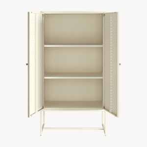 Mobile Contenitore Viitasaari Credenza Alta a 2 Ante e Ripiani 150 x 80 x 40 cm - Bianco Crema [en.casa]