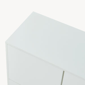 Credenza Reyri Madia Moderna Salvaspazio con 4 Ante 90x80x35 cm Bianco / color Oro [en.casa] 