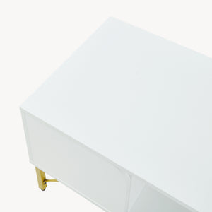 Tavolino Centrale da Salotto Reyri Tavolo Basso con Scomparti e Anta 80x45x42 cm Bianco / color Oro [en.casa] 