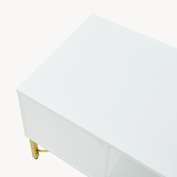 Tavolino Centrale da Salotto Reyri Tavolo Basso con Scomparti e Anta 80x45x42 cm Bianco / color Oro [en.casa] 
