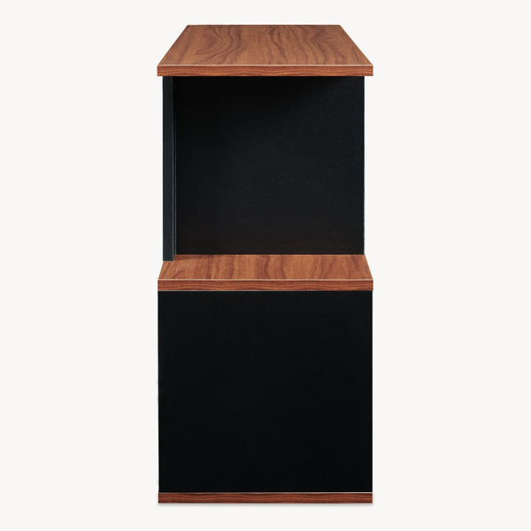 Tavolino Laterale Trond a 2 Scomparti Aperti Mobiletto Multiuso 80 x 29 x 60 cm - Nero/Effetto Noce [en.casa]