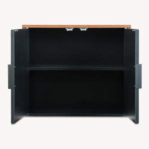 Mobiletto da Parete Trond con 2 Ante a Specchio Armadietto Pensile da Bagno 50 x 60 x 15 cm - Nero/Effetto Noce [en.casa]


