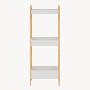 Scaffale da Terra Anun in Bambù Mobile da Bagno con 3 Cestini 78 x 80 x 40 cm - Color Naturale / Bianco [en.casa]