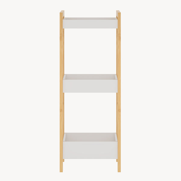 Scaffale da Terra Anun in Bambù Mobile da Bagno con 3 Cestini 78 x 80 x 40 cm - Color Naturale / Bianco [en.casa]