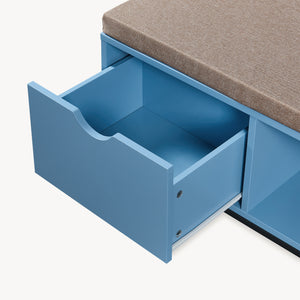 Panca Portascarpe Colwyn con Cuscino Scarpiera con Seduta Imbottita 80 x 40 x 45 cm - Blu [en.casa]