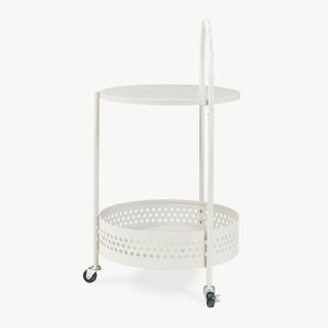 Carrello Portaoggetti Jässaatka a Rotelle Tavolino Rotondo in Acciaio con 2 Ripiani 76 x Ø40 cm - Grigio [en.casa]