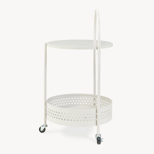 Carrello Portaoggetti Jässaatka a Rotelle Tavolino Rotondo in Acciaio con 2 Ripiani 76 x Ø40 cm - Grigio [en.casa]