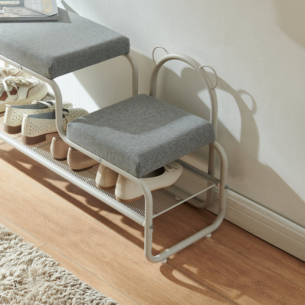 Panca Portascarpe Jässaatka con Sgabello per Bambini 100 x 32 x 46 cm - Grigio [en.casa]