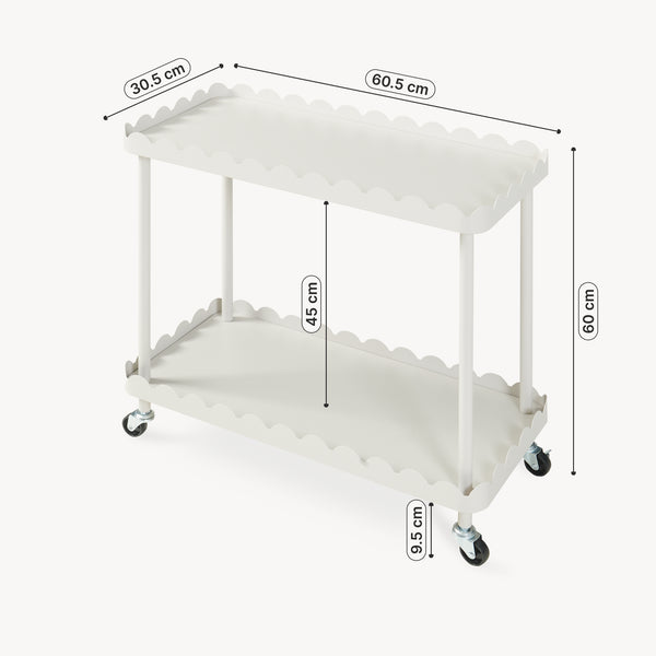 Carrello Portaoggetti Bolmanralu a 2 Ripiani e Rotelle 60 x 61 x 31 cm Struttura in Acciaio - Grigio [en.casa]