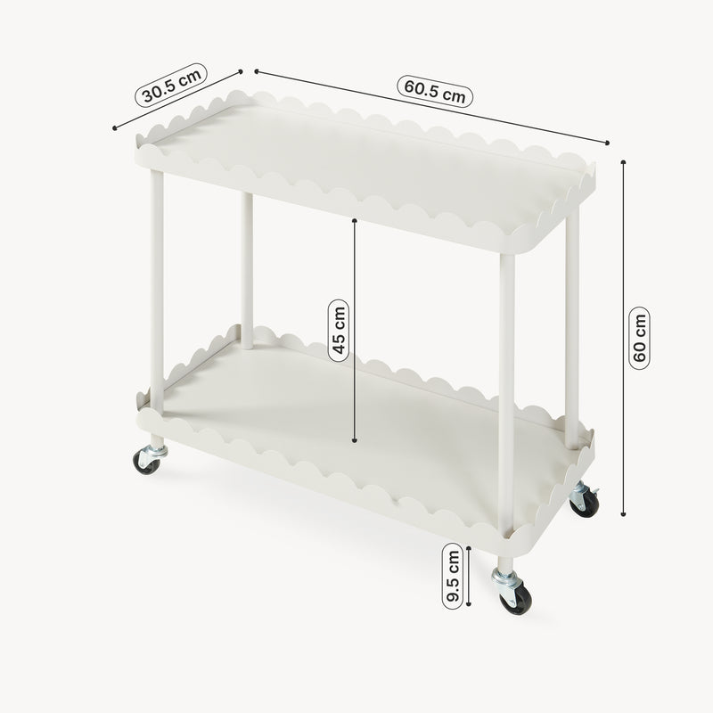 Schizzo in scala Carrello Portaoggetti Bolmanralu a 2 Ripiani e Rotelle 60 x 61 x 31 cm Struttura in Acciaio - Grigio [en.casa]
