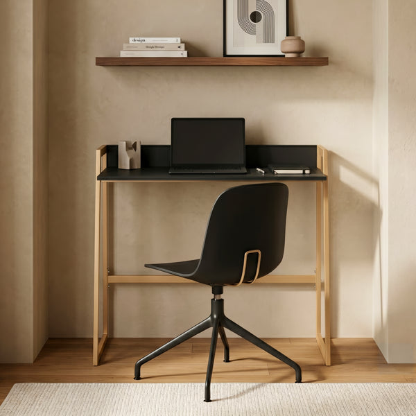 Scrivania Kuomi con Bordo Posteriore Rialzato 84 x 73 x 47 cm - Beige/Grigio Scuro [en.casa]