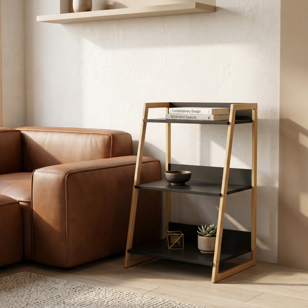 Scaffale a pioli Kuomi 84x53x47 cm Beige/Grigio scuro [en.casa]