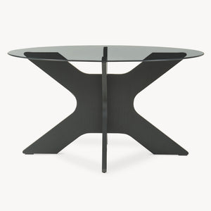 Tavolino Imi con piano in vetro Ø70x35 cm Nero/Grigio [en.casa]