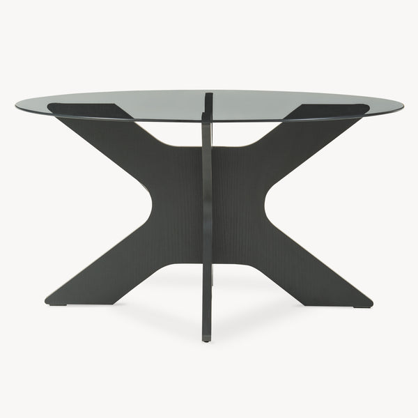 Tavolino Imi con piano in vetro Ø70x35 cm Nero/Grigio [en.casa]