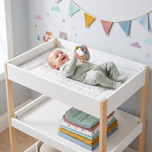 Fasciatoio Oupilu con 2 ripiani 91x82x53 cm Bianco [en.casa]