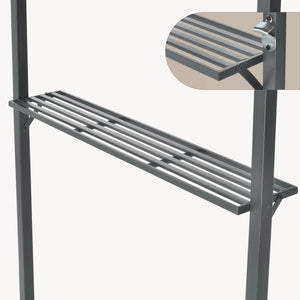 Gazebo per Barbecue Parga con Tetto Doppio e 2 Ripiani 250x241x151 cm - Grigio Scuro [en.casa]