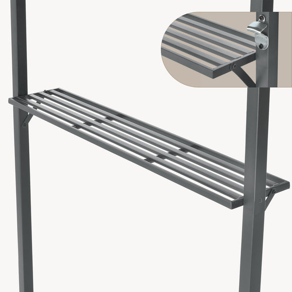 Gazebo per Barbecue Parga con Tetto Doppio e 2 Ripiani 250x241x151 cm - Grigio Scuro [en.casa]