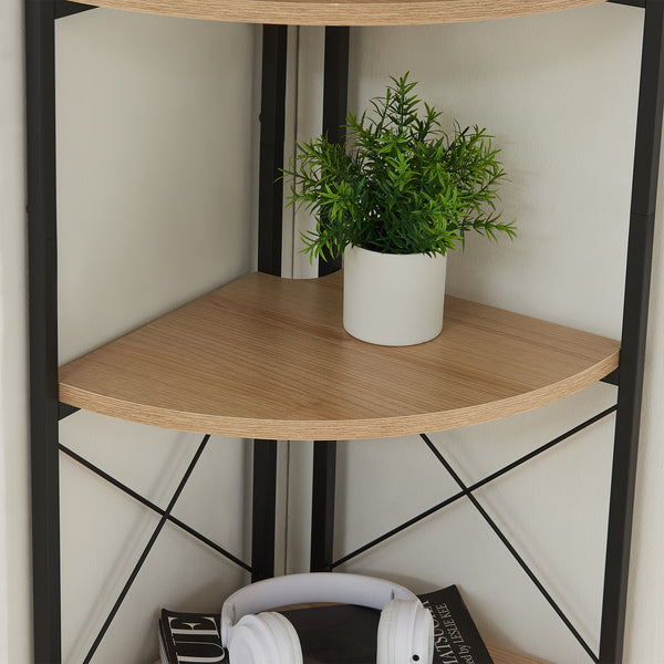 Scaffale Angolare Ulfborg con 6 Ripiani 160 x 30 x 30 cm - Nero / Effetto Rovere [en.casa]