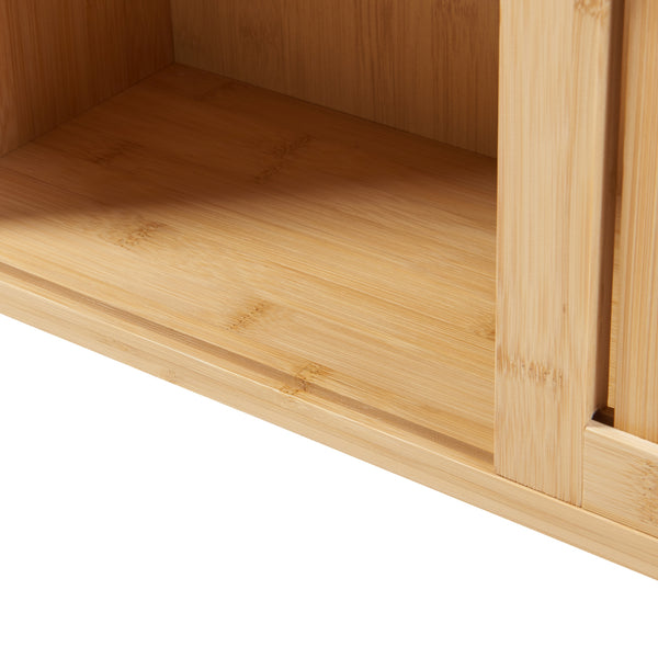 Mensola da parete Grums con due ante scorrevoli 92,5x20x33cm Bambù [en.casa]