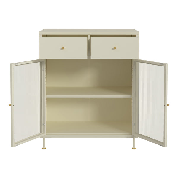 Sideboard Lindau Acciaio 97x80x40 cm Bianco crema [en.casa]