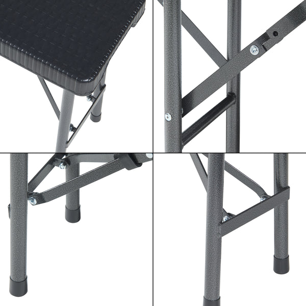 Set panca pieghevole Mark 2 pz. effetto rattan nero [en.casa]