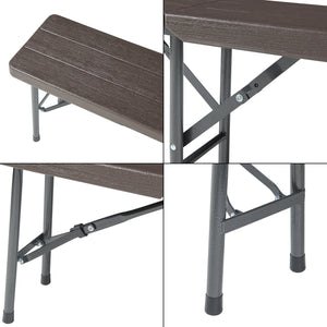 Set panca pieghevole Lillestrøm 2 pz. effetto legno, marrone scuro [en.casa]