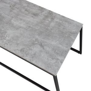 Set Hyllestad 2 Tavolini Sovrapponibili - Effetto Cemento / Nero [en.casa] 