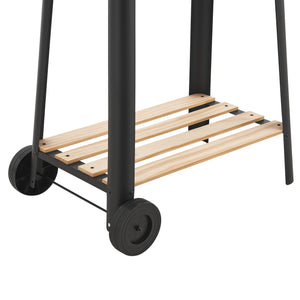 Carrello da barbecue Ari 78x86x30cm Nero/Legno [casa.pro]
