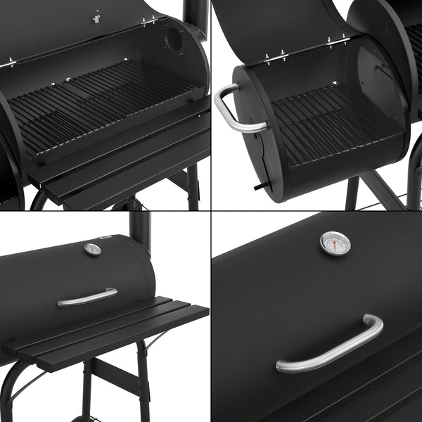 Carrello barbecue Arielli 115x110x64cm Nero [casa.pro]