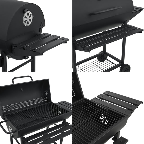 Carrello da barbecue Armento 95x108x61cm Nero [casa.pro]