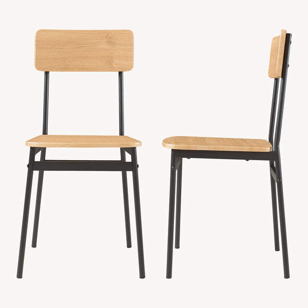 Gruppo pranzo Pollenev 5 pz. Nero/effetto quercia [en.casa]