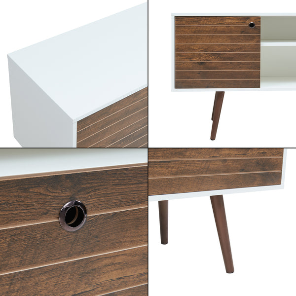 Mobile TV Vare 165x40x66 cm Bianco/effetto noce [en.casa]