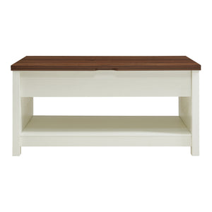 Tavolino da salotto Kasama con piano sollevabile e spazio di stivaggio 110x55x54 cm effetto noce/bianco [en.casa]
