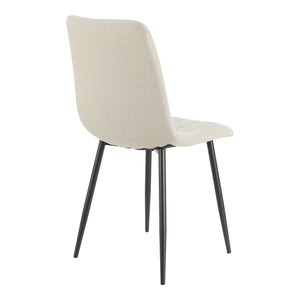 Set da Pranzo Hemnes Tavolo Rotondo Ø100 cm Effetto Rovere e 4 Sedie Tessuto Beige [en.casa]