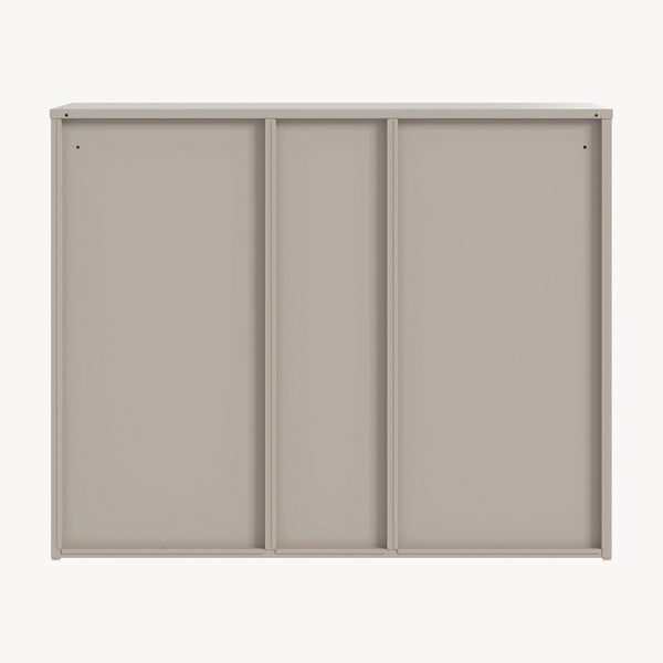 Mobile Contenitore da Ufficio Kliri in Acciaio con 6 Vani Aperti e 3 Ante 100 x 32 x 81 cm - Color Cammello [en.casa]