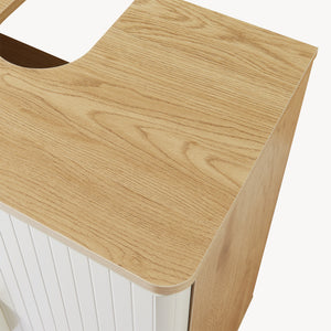 Mobile Sottolavabo da Terra Ferrersp a 2 Ante 80 x 60 x 35 cm - Effetto Rovere / Avena Oatmeal [en.casa] 