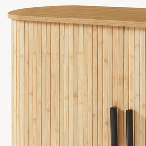 Comò Tvedestrand Portascarpe Mobile Contenitore a 2 Ante Scorrevoli in Bambù 100 x 40 x 80 cm - Naturale/Nero [en.casa]