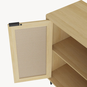 Credenza Bassa Lukhomso Ante con Inserto Intreccio 83x80x40 cm Effetto Rovere [en.casa] 