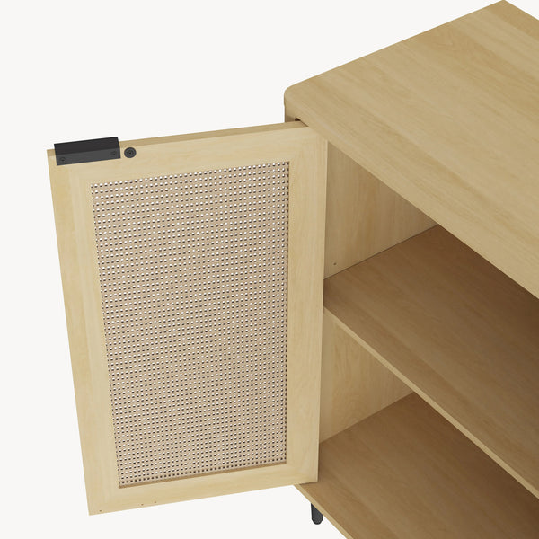 Credenza Bassa Lukhomso Ante con Inserto Intreccio 83x80x40 cm Effetto Rovere [en.casa] 