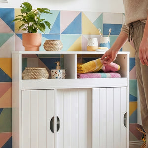 Mobiletto su ruote Fadeskimma 72x70x20 cm Bianco [en.casa]