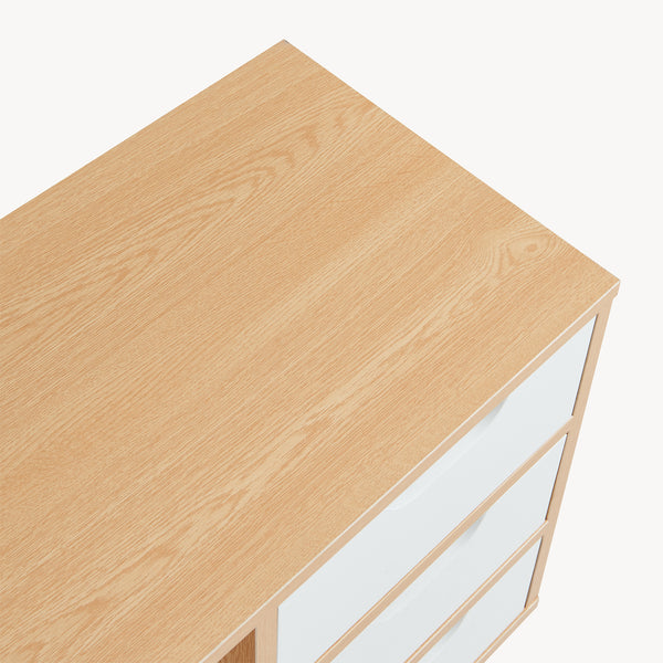 Comodino Bordkak 55x48x30 cm effetto quercia/bianco [en.casa]