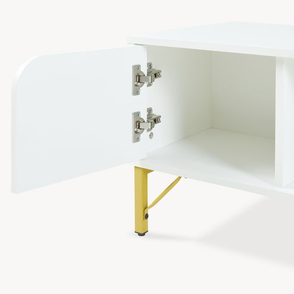Tavolino Centrale da Salotto Reyri Tavolo Basso con Scomparti e Anta 80x45x42 cm Bianco / color Oro [en.casa] 