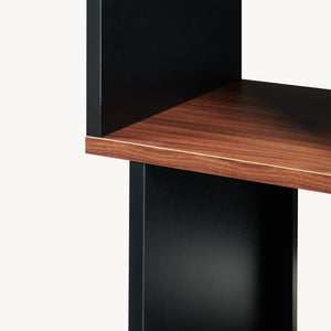 Tavolino Laterale Trond Mobiletto Basso a 2 Scomparti 50 x 33 x 29 cm - Nero/Effetto Noce [en.casa]