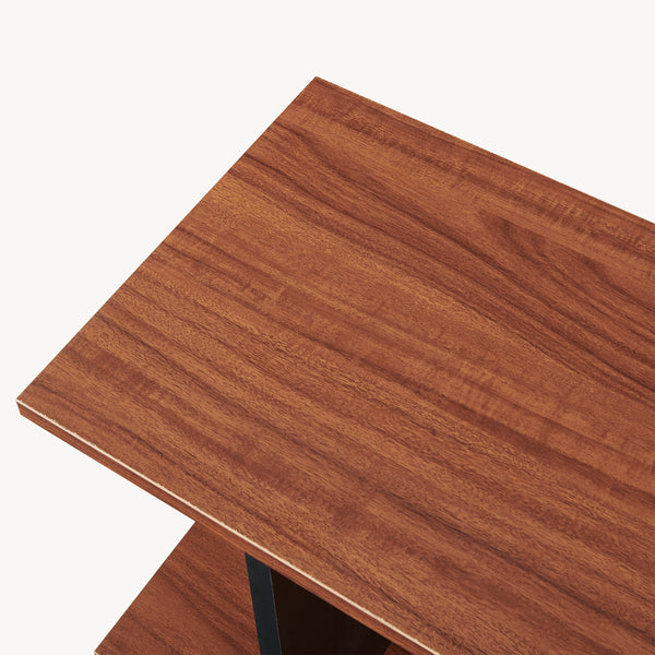 Tavolino Laterale Trond a 2 Scomparti Aperti Mobiletto Multiuso 80 x 29 x 60 cm - Nero/Effetto Noce [en.casa]