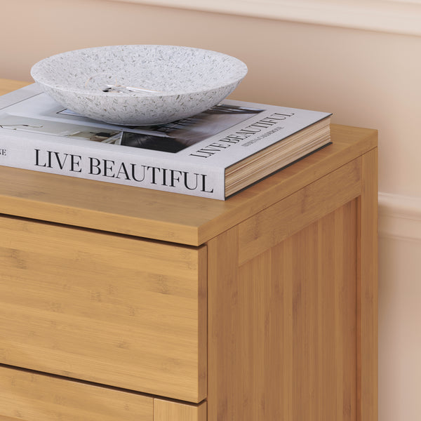 Scarpiera Aarela a 2 Ante con Cassetto e 3 Ripiani in Bambù Naturale 67 x 66 x 34 cm [en.casa]