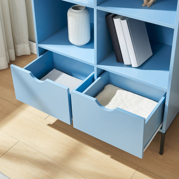 Libreria con 2 cassetti Colwyn 105x80x40 cm Blu [en.casa]