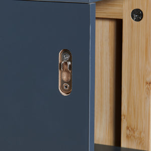 Mobiletto da Muro Svanes per Bagno Pensile con Frontale in Bambù e 3 Ripiani 60 x 30 x 20 cm - Grigio Scuro/ Naturale [en.casa]