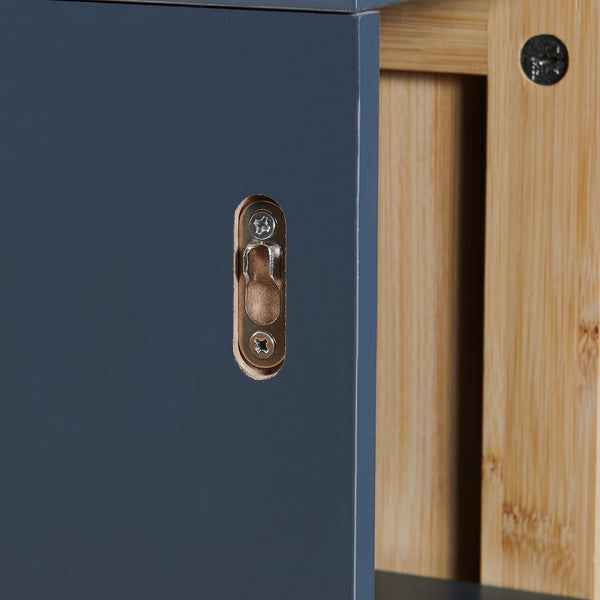 Mobiletto da Muro Svanes per Bagno Pensile con Frontale in Bambù e 3 Ripiani 60 x 30 x 20 cm - Grigio Scuro/ Naturale [en.casa]