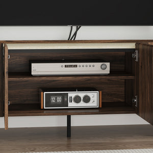 Mobile TV Trorlon 160x40x55 cm effetto noce/travertino [en.casa]
