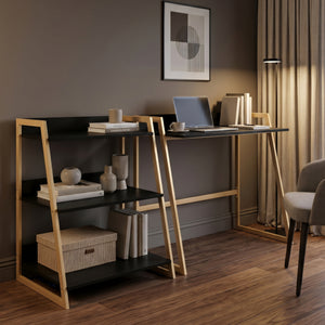 Scaffale a pioli Kuomi 84x53x47 cm Beige/Grigio scuro [en.casa]